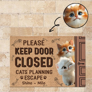 GeckoCustom Keep Door Closed Cats Planning Escape Personalized Doormat Funny Gift For Cat Lovers CH07 895232