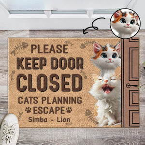 GeckoCustom Keep Door Closed Cats Planning Escape Personalized Doormat Funny Gift For Cat Lovers CH07 895232