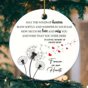 GeckoCustom May the Winds Of Heaven Blow Softly Memorial Ceramic Ornament Personalized Gift TH10 892055 3 inch