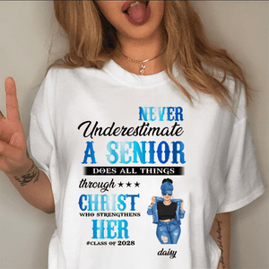 GeckoCustom Never Underestimate A Senior Graduation Shirt, Back To School Gift HN590 HA75 891890