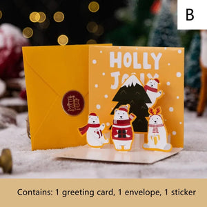 GeckoCustom New 6/1PC 3D Greeting Cards With Envelope Friend Family Blessing Postcard For Birthday New Year Christmas Gifts Xmas Decoration B / 6PCS