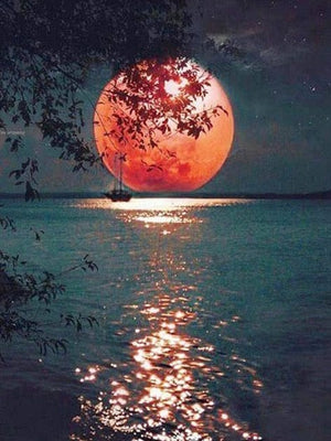 GeckoCustom New DIY 5D Diamond Moon Tree Full Round Painting FDX26 / 20x30cm