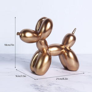 GeckoCustom NORTHEUINS Nordic Balloon Dog Figurines for Interior Resin Doggy Home Entrance Living Room Desktop Decoration Accessories Gifts Golden