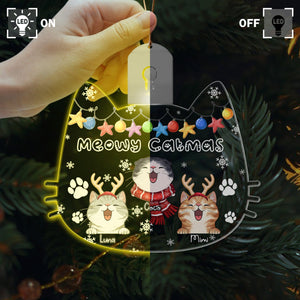 GeckoCustom Personalized Meowy Catmas Funny Cartoon Cats Led Light Ornament Funny Gift For Cat Lovers HO82 893338 3 inches