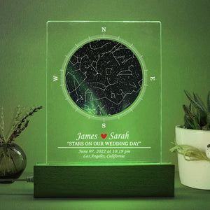 GeckoCustom Personalized Star Map Couple Acrylic Plaque LED Night Light Gift For Valentine, Wedding Anniversary Gift HO82 893420 Acrylic / 7.9"x4.5"
