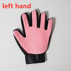 GeckoCustom Pet Hair Remover Massage Brush Grooming Glove Left Pink