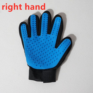 GeckoCustom Pet Hair Remover Massage Brush Grooming Glove Right Blue