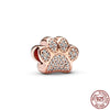 GeckoCustom Pet Paw Print & Bone Dangle Charm Authentic 925 Sterling Silver Bead Fit Original Pandora Bracelet Necklace Jewelry For Women SS178
