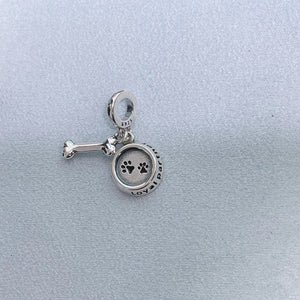 GeckoCustom Pet Paw Print & Bone Dangle Charm Authentic 925 Sterling Silver Bead Fit Original Pandora Bracelet Necklace Jewelry For Women SS1086