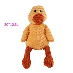 GeckoCustom Plush Dog Toy Animals Shape Bite Resistant Squeaky Toys Corduroy Dog Toys for Small Large Dogs Puppy Pets Training Accessories Duck