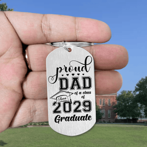GeckoCustom Proud Dad Of A Class Of 2025 Graduate Graduation Metal Keychain HN590
