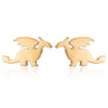 GeckoCustom Soft clay cute animal bite earrings studs - Fun Gift Idea Gold-1