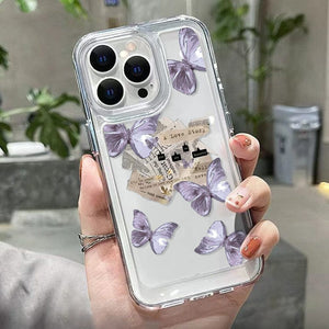 GeckoCustom Soft Clear Phone Case For iPhone 11 Case iPhone 13 14 Pro Max 12 13 Pro Max XR XS X 14 8 7 Plus SE 2022 Butterfly Flower Cover