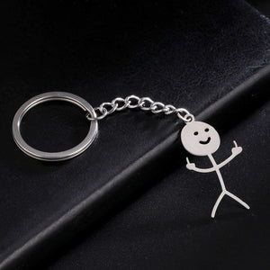 GeckoCustom Teamer Funny Fuxk You Middle Finger Stickman Keychain 2023 Cute Trend School Bag Car Key Pendant Couple New Trinket Gift Keyring