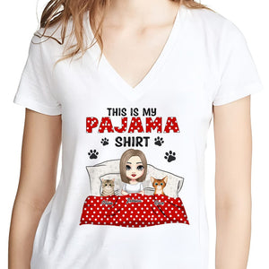GeckoCustom This Is My Pajamas Cat Shirt Personalized Gift N304 889651 Women V-neck / V White / S