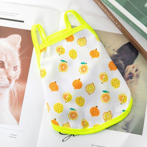 GeckoCustom Ultra Thin Dog Cooling Vest Breathable Mesh Cloth Pet Clothes for Small Dogs Cute Fruit Print Summer Puppy Cat Cheap T-shirt Lemon / XS