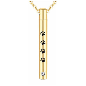 GeckoCustom Unisex Stainless Steel Pet,Dog/Cat Jewelry Paw Print Cremation Jewelry Ashes Holder Pet Memorial Urn Necklace For Memory 10 / Non-Engraving