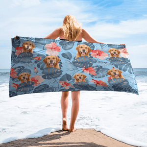GeckoCustom Upload Photo Dog Beach Towel K228 888429 30"x60"