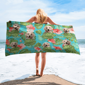 GeckoCustom Upload Photo Dog Beach Towel K228 888429 30"x60"