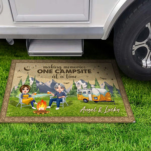 GeckoCustom Welcome To Our Campsite Chibi Couple Camping Doormat K228 888235