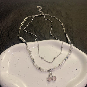 GeckoCustom Y2K Accessories Fashion Peach Heart Water Drop Pendant Necklace Pink Crystal Egirl Sweet Cool Clavicle Chain Aesthetic Jewelry 31