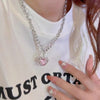 GeckoCustom Y2K Accessories Fashion Peach Heart Water Drop Pendant Necklace Pink Crystal Egirl Sweet Cool Clavicle Chain Aesthetic Jewelry