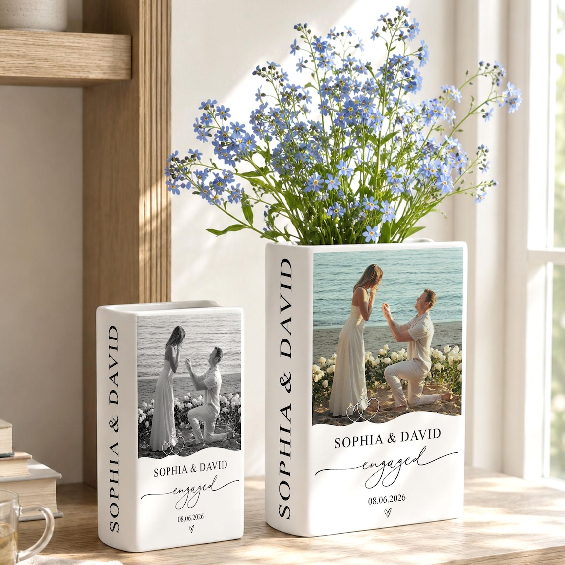 Custom Photo Engaged Day - Personalized Book Vase For Wedding TH10 170811