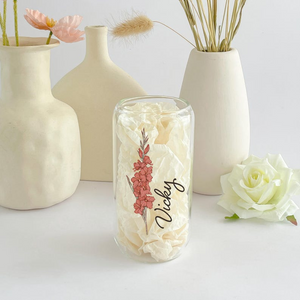 Personalized Birth Flower With Name Glass Can With Lid TH10 896879