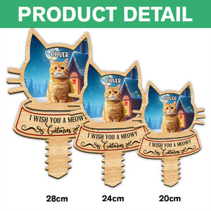 Custom Photo Cat Wishing You A Purfect Christmas Tree Topper CH07 896844