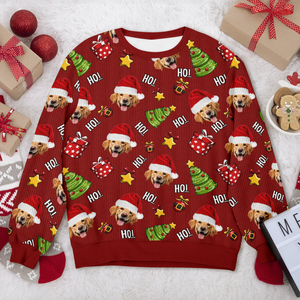 Custom Pet Photo Ho Ho Ho Ugly Sweater Funny Christmas Gift For Pet Lovers CH07 899298