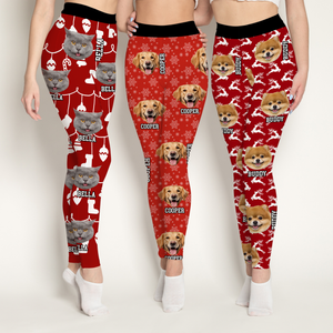 Custom Photo With Christmas Background Legging Gift For Dog Cat Lovers HO82 900474