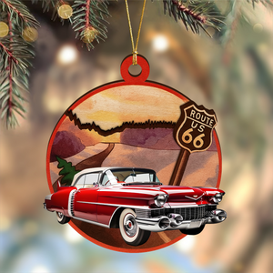Custom Car Photo Route 66 Xmas 2 Layer Wooden Ornament TH10 894871