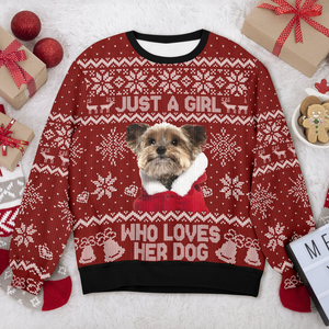Custom Photo Just A Girl Who Loves Her Dog Ugly Sweater For Christmas TH10 896277