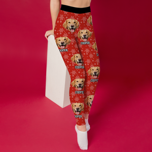 Custom Photo With Christmas Background Legging Gift For Dog Cat Lovers HO82 900474