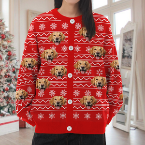 Custom Photo Christmas Ugly Cardigan For Dog Lover TH10 896577