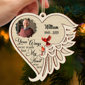 Your Wings Were Ready - Personalized 2 Layers Wooden Ornament Memorial Gift For Family Members LM32 895873