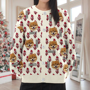 Custom Dog Cat Photo With Hand Block Print Ugly Cardigan For Dog/Cat Lovers LM32 897191