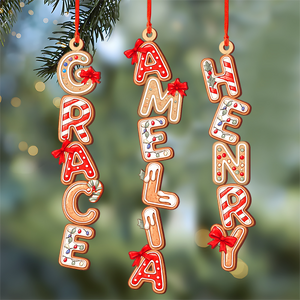 Personalized Gingerbread Alphabet Christmas Wood Ornament Family Gift HO82 900160