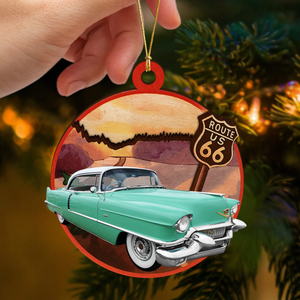 Custom Car Photo Route 66 Xmas 2 Layer Wooden Ornament TH10 894871