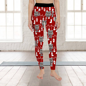 Custom Photo With Christmas Background Legging Gift For Dog Cat Lovers HO82 900474