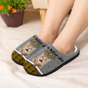 Custom Photo Life Is Better With A Cat Slipper TH10 896253