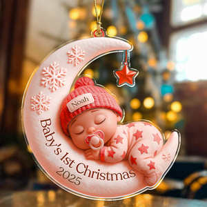 Personalized Baby Sleeping First Christmas With Moon Acrylic Ornament LM32 895795
