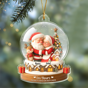 Santa Couple With Cozy Hug Christmas - Personalized Acrylic Ornament Gift for Couples CH07 899508
