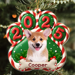 Custom Dog Photo Paw Christmas Acrylic Ornament For Dog Lovers HA75 897948