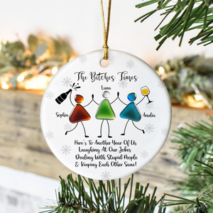 Custom Photo The B*tches Times Friendship Sea Christmas Ceramic Ornament HO82 900180