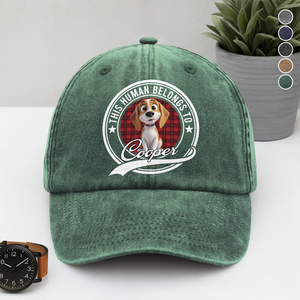 Custom Cute 3D Dog - Human Belongs To Dog Washed Denim Baseball Cap HA75 898152