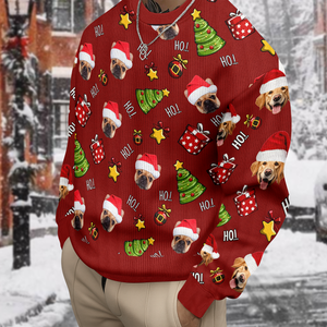 Custom Pet Photo Ho Ho Ho Ugly Sweater Funny Christmas Gift For Pet Lovers CH07 899298
