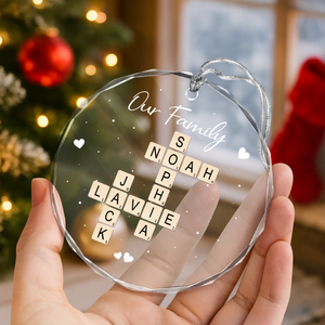 Personalized Our Grandkids Crossword Puzzle Art Glass Ornament HA75 897696