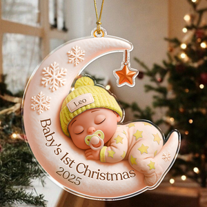 Personalized Baby Sleeping First Christmas With Moon Acrylic Ornament LM32 895795