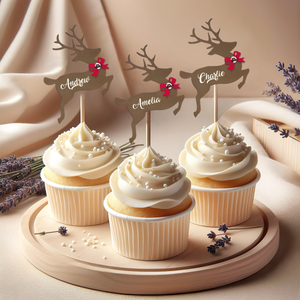 Custom Name Reindeer Cupcake Toppers For Christmas TH10 894755